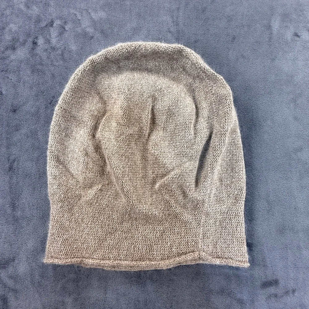 Cashmere wool blend beanie slouch beige Jaxmonoy NWT quiet luxury tan Brown